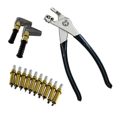 Image of Cleco Temporary Fasteners 3/16&quot; Rivets Pins (10) Pliers and 2 Metal Edge Clamps
