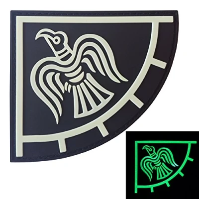 Image of Glow Dark Rare Norse Viking Raven Banner Odin God of War Morale PVC Rubber 3D Touch Fastener Patch