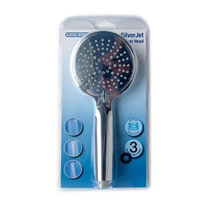 Image of Euroshowers 51820 Silver Jet Three Function Shower Head, Chrome