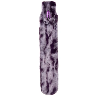 Image of Hodge and Extra Long Hot Water Bottle Faux Fur Cover Pom Poms 72cm (2 Tone Purple)