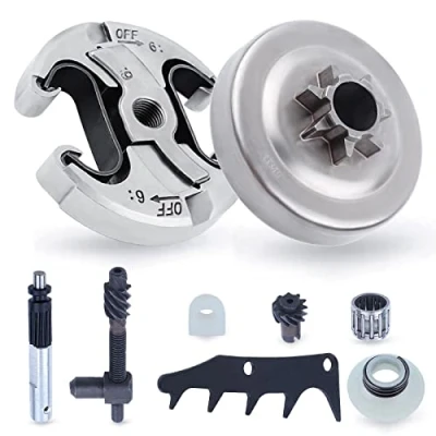 Image of Adefol .325&quot; 7T Chainsaw Clutch Drum Kit Replacement Parts with Oil Pump, Worm Gear, Needle Bearing, Bucking Spike, Chain Adjuster Tensioner for Husqvarna 445 445E 450 450E