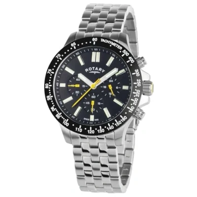 Image of Rotary Mens Black Dial Stainless Steel Bracelet Analogue Chronograph Watch GB00024/04