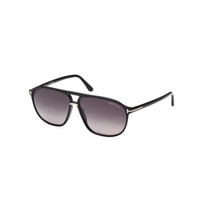 Image of TOM FORD Man FT1026 BRUCE 01B Sunglasses Acetate Black Grey Squared Normal Shaded