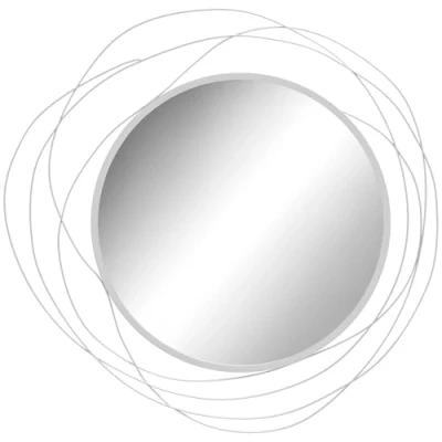 Image of HOMCOM Decor Wall Mirror, Metal Art, 65cm Round Mirror for Living Room, Bedroom, Dining Vanity, Silver