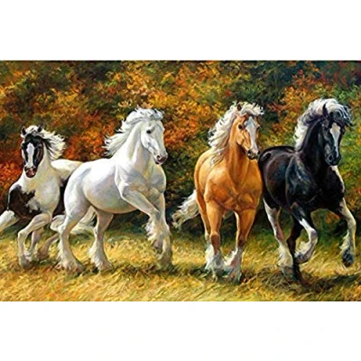 Image of DIY 5D Diamond Painting Kits for Adults, Square Drill Horse Full Embroidery Art Crystal Rhinestone Cross Stitch Arts Craft Canvas Pictures Home Wall Decor Gift 25x40cm