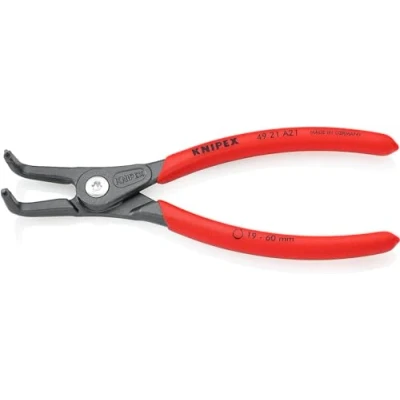 Image of Knipex Precision Circlip Pliers for external circlips on shafts grey atramentized, with non slip plastic coating 165 mm 49 21 A21