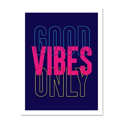 Image of Wee Blue Coo Positivity Good Vibes Only Typography Large Framed Art Print Poster Wall Decor 18x24 inch