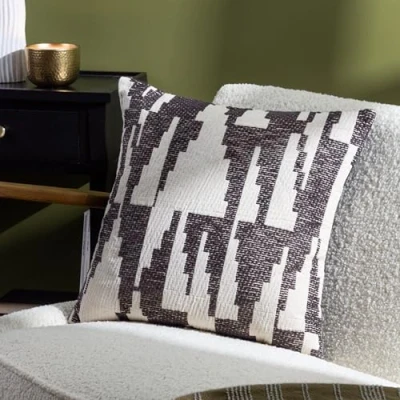Image of Hoem Ibizia Abstract Cushion Cover Black Cotton Size 50 cm x