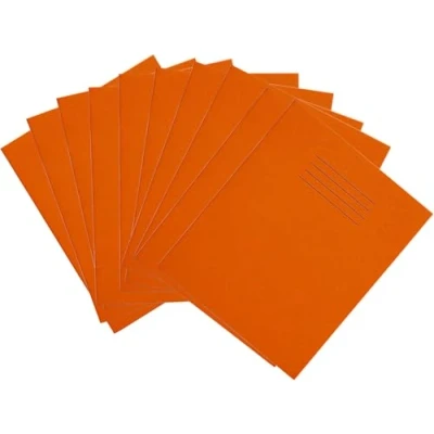 Image of RHINO Stationery Exercise Book 8 X 6.5 48 Page 5mm Squared Orange Learning Resources School Books Pack of 10
