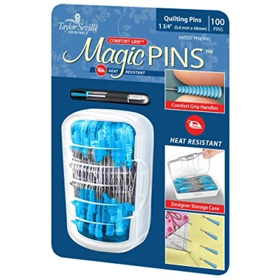 Image of Taylor Seville Originals Comfort Grip Heat Resistant Regular (0.6 x 48mm) Quilting Magic Pins 100 Pieces