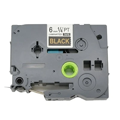 Image of Fassport 1 Pack Gold on Black Label Tape Compatible for Brother P Touch TZ 314 TZe 6mm 1/4&quot;