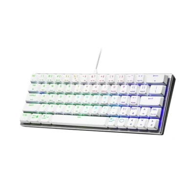 Image of Cooler Master SK620 60% Silver/White Mechanical Low Profile Gaming Keyboard, Click Blue Switches, Customizable RGB, Ergonomic Design, USB C Connectivity, Mac/Windows, QWERTY (SK 620 SKTL1 US)
