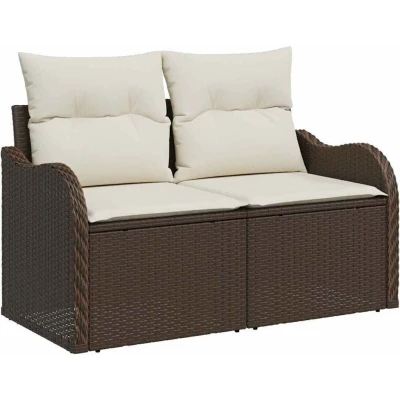 Image of vidaXL 5 Piece Garden Sofa Set with Cushions Brown Poly Rattan