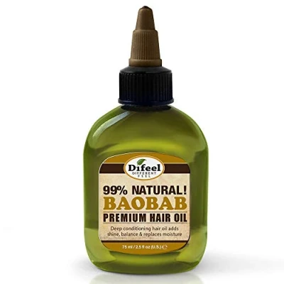 Image of Difeel Premium Deep Conditioning Natural Hair Care Oil Baobab, Nourishes Dry Skin, Adds Shine and Balance, Leaves Silky &amp; Smooth 70 g
