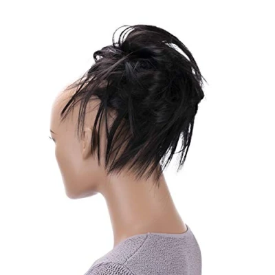 Image of CAISHA XXL Jumbo Hairpiece Scrunchy Updo Bridal Hairstyle Messy Hair Tie Black Brown G17F