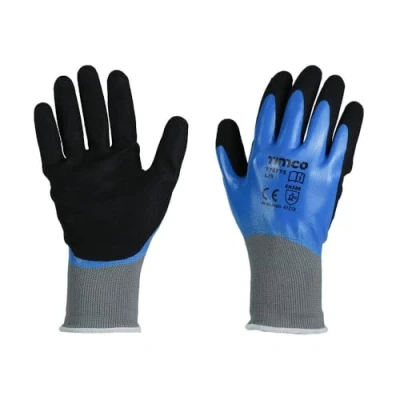 Image of Timco Waterproof Grip Gloves Sandy Nitrile Foam Coated Polyester (Size Large 1 Each)