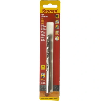 Image of Starrett Split Point Drill Bits HSS High Speed Steel 9x125mm KBAR090 Twist Bit For Cast Iron Wood Soft Materials