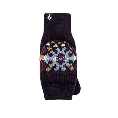 Image of Women&#039;s 1 Pack SOCKSHOP Heat Holders Heather Patterned Converter Mittens Navy One Size