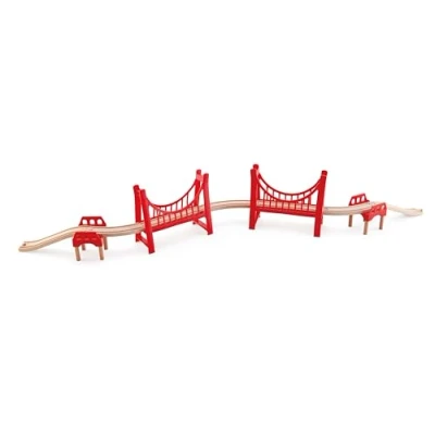 Image of Hape E3710 Double Suspension Bridge Wooden Train Track Accessories, Medium