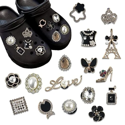 Image of Devenirriche 16 Pcs Shoe Charms, Shoes Decoration Charms Different Shape Faux Crystal Accessories for Princess Gilrs Kids Women Adults Birthday Party Favor