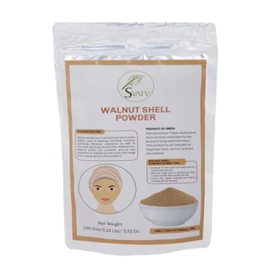 Image of SVATV Walnut Shell Powder (Juglans regia L.) for facial Scrub Formulation, Lightening Skin Care, Dark Spots, Deep Cleansing natural exfoliator 100g