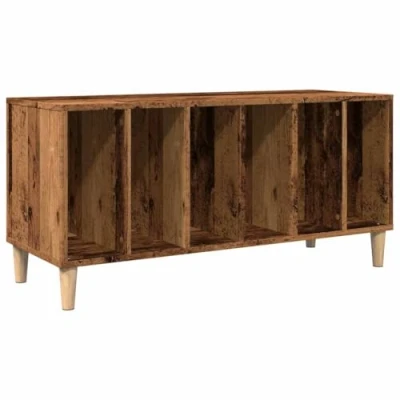 Image of vidaXL Record Cabinet/Player Stand Old Wood/Brown, 100x38x48 cm Engineered &amp; Eucalyptus Wood for Living Room/Bedroom/Office