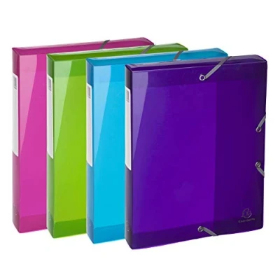 Image of Exacompta Ref 59780E Iderama Collection PP Filing Box 250 x 330mm in Size, 40mm Spine, Suitable for Storing A4 Documents Assorted Colours (Pack of 4)