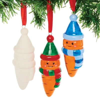 Image of Baker Ross FX799 Christmas Carrot Ceramic Decorations box of 4, Decoration Arts and Crafts for Kids