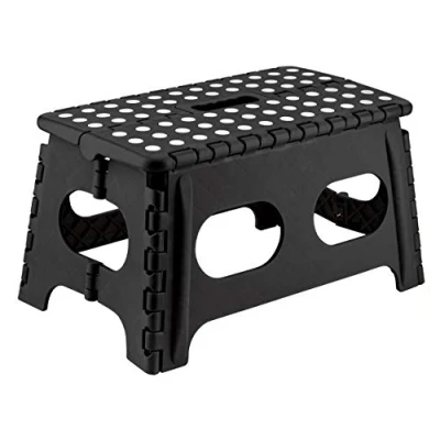 Image of BS Plastic Wide Multi Purpose Folding Foldable Easy Storage Step Stool (BLACK)
