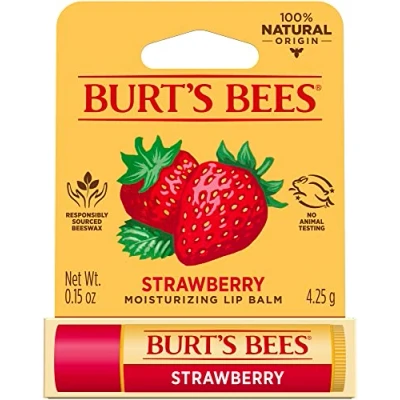 Image of Burt&#039;s Bees Strawberry Moisturizing Lip Balm Blister, 0.15 oz