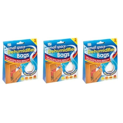 Image of 2 Pack Small Space Dehumidifier Bags 4 Sachets Helps Damp Mould Mildew Condensation Wardrobe Caravan Drawers Cars (3)