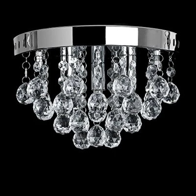 Image of MiniSun Modern Polished Chrome &amp; Clear Acrylic Droplet Flush Ceiling Light Fitting Complete 3w G9 LED Bulbs [3000K Warm White]