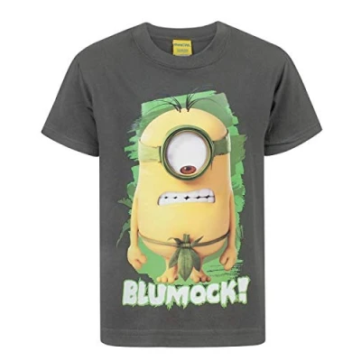 Image of MINIONS Despicable Me T Shirt for Kids Girls Boys Blumock Character Charcoal Top Movie Merchandise 7 8 Years