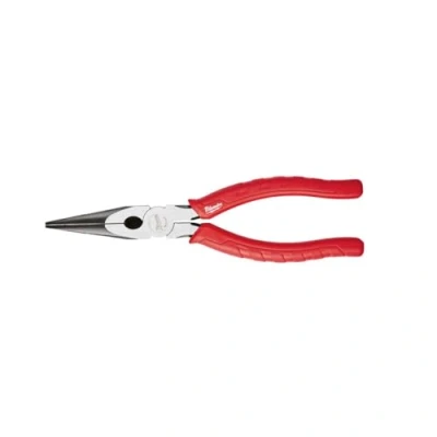 Image of Milwaukee 48226101 8 Inch Long Nose Pliers Red/Silver