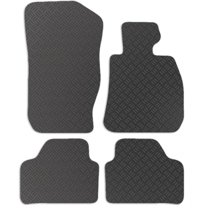 Image of Carsio Rubber Car Mats For BMW X1 2010 To 2015 (E84) Tailored Fit Floor Mat Set Complete Accessory Black Custom Fitted All Weather &amp; Heavy Duty, Anti Slip Backing with Clips