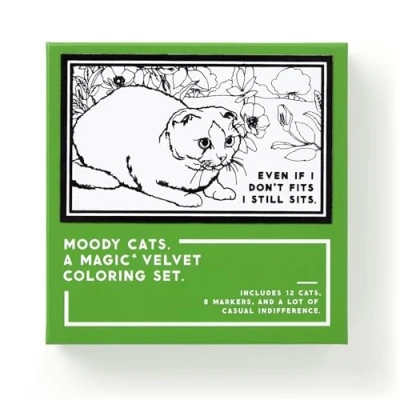 Image of Brass Monkey Moody Cats Magic Velvet Coloring Set