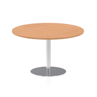 Image of Italia 1200mm Poseur Round Table Oak Top 725mm High Leg