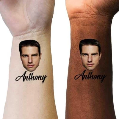 Image of Custom Temporary Tattoos, Tattoo with your face and name, Party Accessory, Stag Dos, Hen Parties. Birthdays, Favours, Events (30 Tattoos)