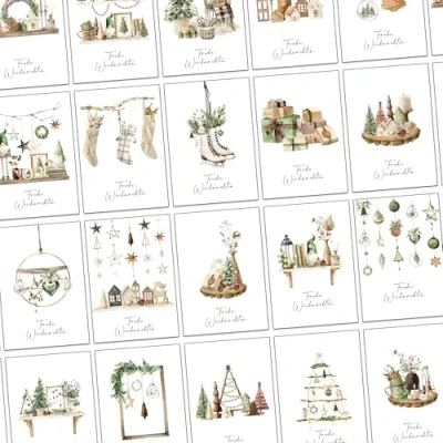 Image of the lazy panda card company 64 Christmas Postcards Set Cards with 32 Different Designs