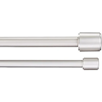 Image of Amazon Basics 2,54 cm Double Curtain Rod with Cap Finials, 91.4 to 183 cm, Nickel