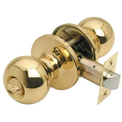 Image of Excel Architectural Privacy Bala Knobset with Adjustable Latch, Satinless Steel, Polished Brass