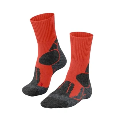 Image of FALKE Men&#039;s TK1 Adventure M SO Wool Thick Anti Blister 1 Pair Hiking Socks, Orange (Electric 8192), 11 12.5