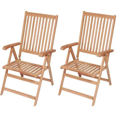 Image of Reclining Garden Chairs 2 pcs Solid Teak Wood Vidaxl
