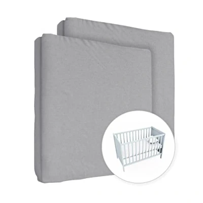 Image of 2X Jersey 100% Cotton Fitted Sheet for 140 x 70 cm Toddler Baby Cot Bed Mattress (Grey)
