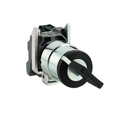 Image of Schneider Electric Harmony XB4 Key Selector Switch, Metal, 2 Positions, Ronis 455 Keylock, Spring Return from Right to Left, 1NO, 22mm Mount, XB4BG61, Black