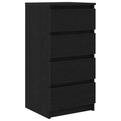Image of vidaXL black oak engineered wood sideboard modern storage cabinet 37.5x35x76 cm for living room, bedroom &amp; dining