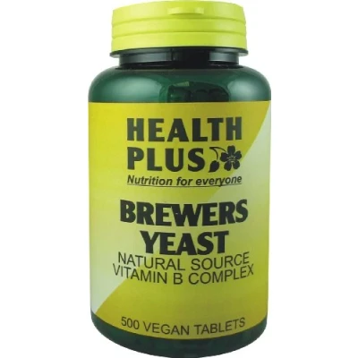 Image of Health Plus Brewers Yeast 300mg : Vitamin B Supplement 500 Tablets, in a Planet Friendly 99% Recycled Pot