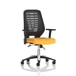 Image of Relay Operator Chair Black Back Senna Yellow Height Adjustable Arms