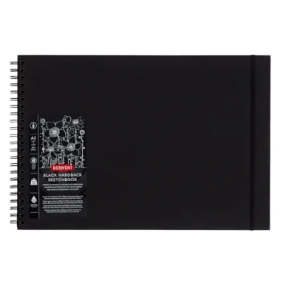 Image of Derwent Black Paper Sketch Book A3 Landscape, Drawing &amp; Writing, 40 Sheets, Acid Free Paper, Wirebound Spine, Professional Quality, Book, 2300381