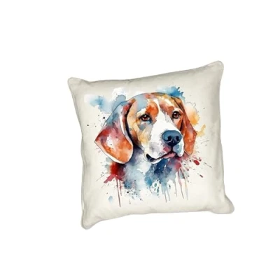 Image of Anonymous Gifting Watercolour dog printed cushion cover perfect for lovers Beagle